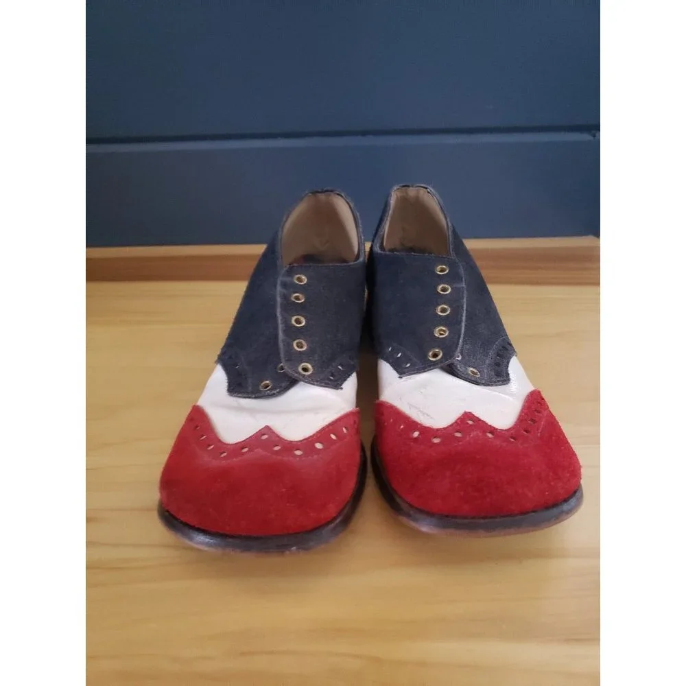 60s/70s Red, White, and Blue Suede Shoes - Picture 4 of 12